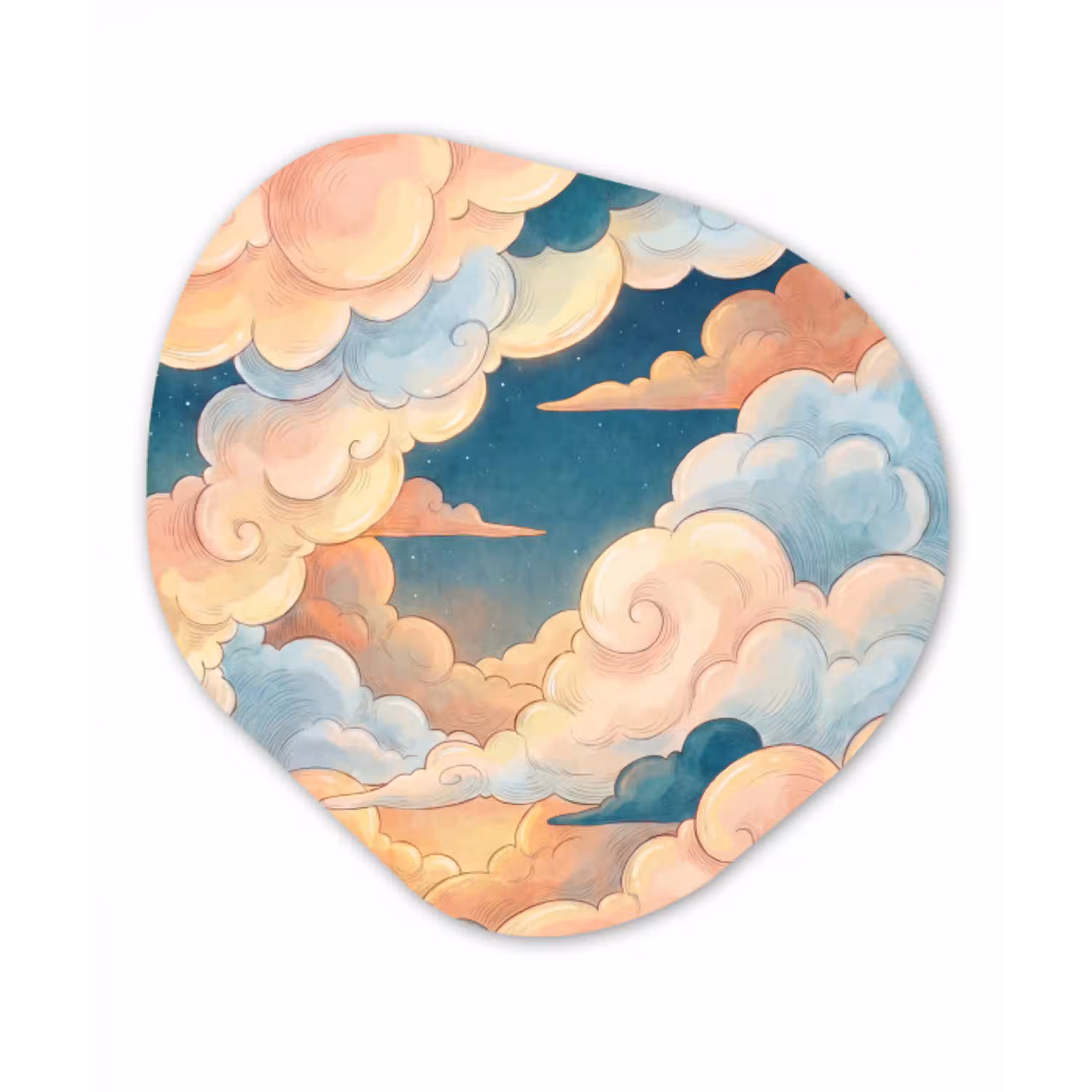 Wolk - Lucht - Natuur - Illustratief - Oranje Wandcirkel Organisch Forex 3mm klein -3d