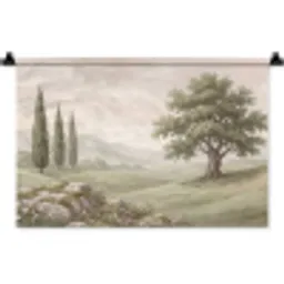 Heuvellandschap - Bomen - Natuur - Groen Wandkleed katoen klein -zz3d