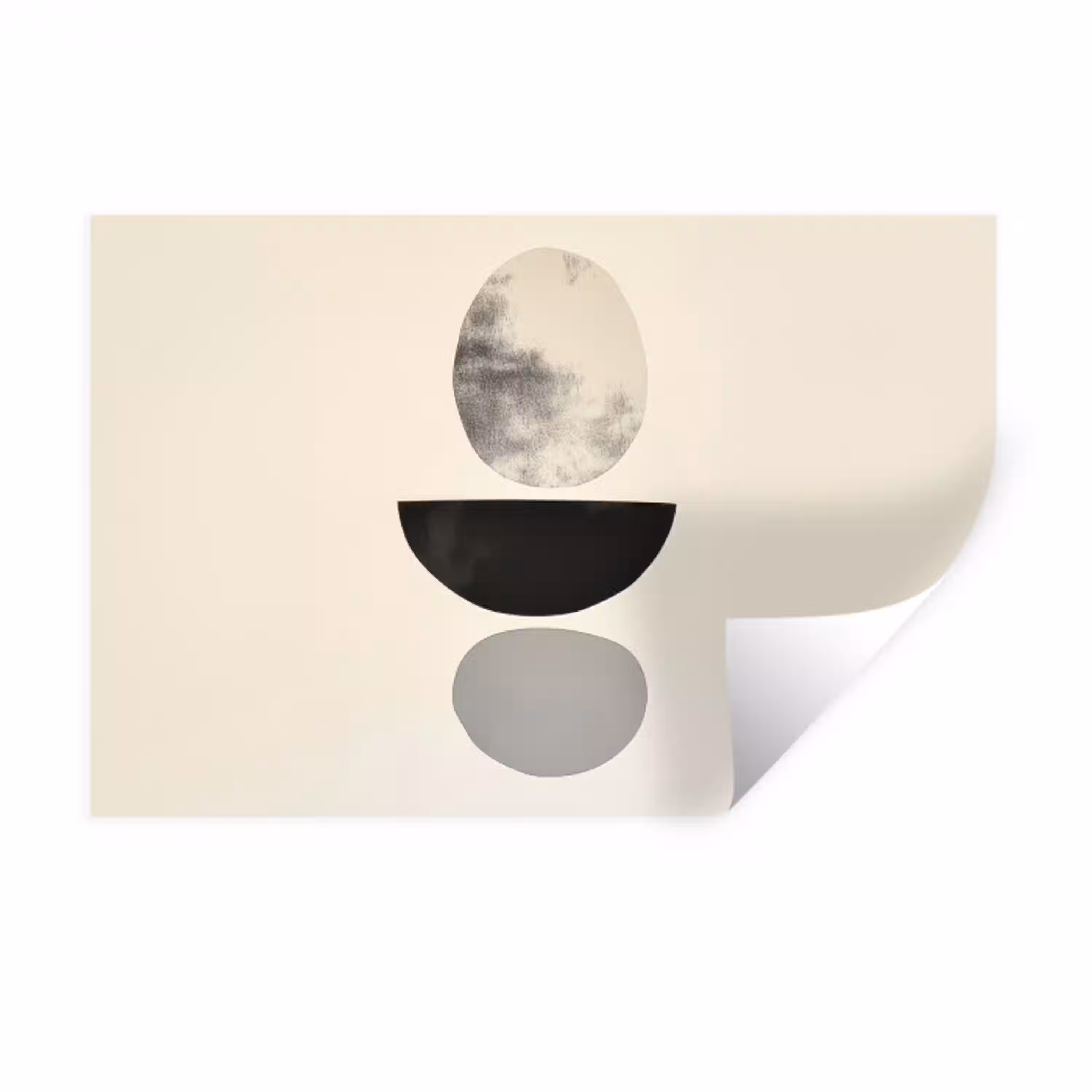 Beige - Japandi - Wabi sabi Muursticker klein -3d