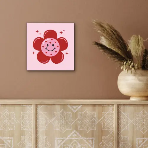 Bloem - Roze - Hartjes aluminium wit klein -sfeer4