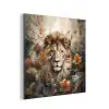 Leeuw - Wilde dieren - Planten - Natuur - Bloemen aluminium wit klein -3d