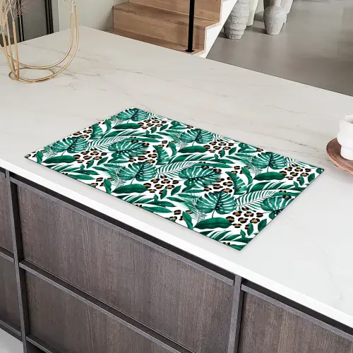 Dierenprint - Panter - Bladeren - Tropisch - Jungle Inductie beschermer vinyl 3mm groot -sfeer8