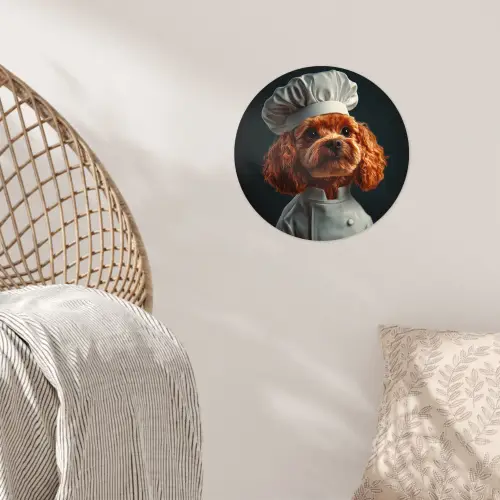 Bruin - Kok - Hondje Wandcirkel behangsticker klein -sfeer4