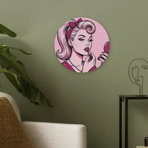 Vintage - Vrouw - Roze Akoestische PET Vilt - Rond klein -sfeer2