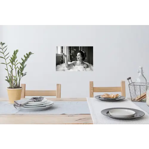Bad - Bubbels - Zwart - Wit Muursticker klein -eettafel
