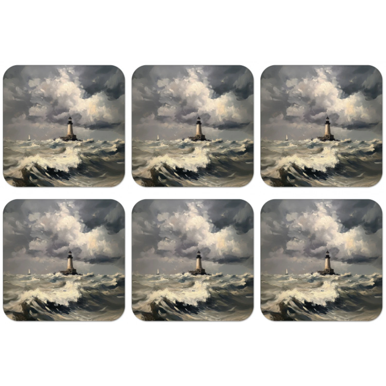 Vuurtoren - Golven - Storm onderzetter kurk middel -zkaufland3dotto