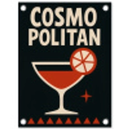 Cocktail - Zwart - Illustratie tuinposter los doek klein -3d