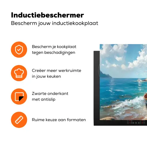 Boten - Rotsen - Zee - Zon Inductie beschermer vinyl 3mm klein -zzzzzzz-td-ups