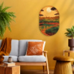 Landschap - Afrikaans - Zon Wandcirkel Ovaal Forex klein -sfeer4