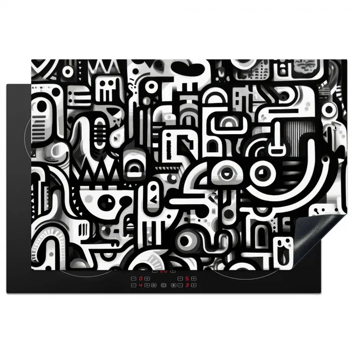 Symbolen - Abstract - Grafisch - Zwart Inductie beschermer vinyl 3mm klein -3d