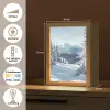 Winterlandschap - Natuur - Berg - Bomen - Sneeuw Light Box met kabel (Tafellamp) klein -USP_NL