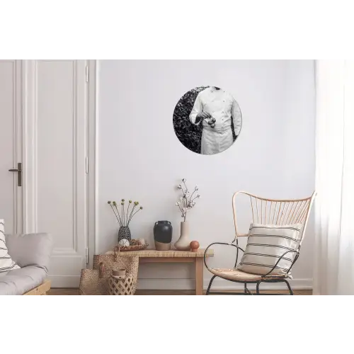 Tomaten - Chef - Zwart - Wit Wandcirkel aluminium klein -woonkamer