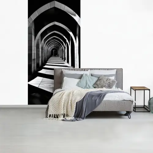 Gang - Bogen - Schaduw - Diepte fotobehang vinyl groot -slaapkamer