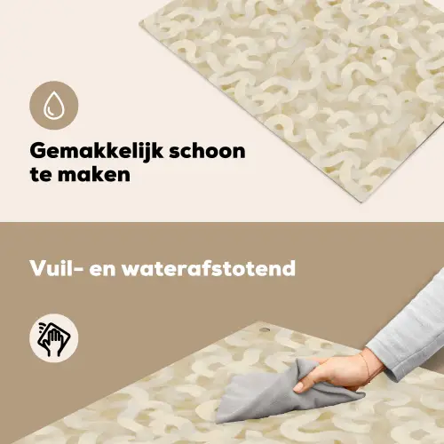 Abstract - Lijnen - Beige Inductie beschemer met haakjes klein 777 -ky-schoon-nl