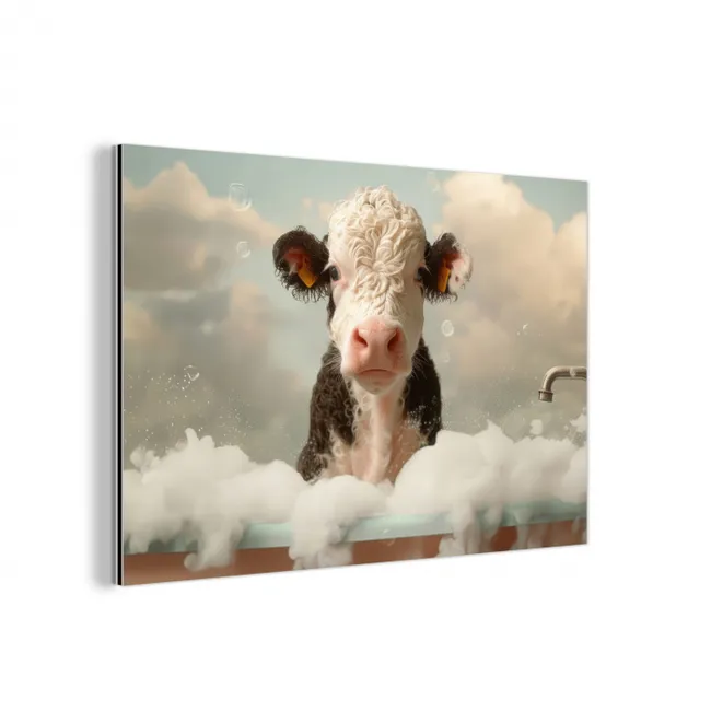 Kalf - Koe - Bad - Schuim - Dieren aluminium wit klein -3d