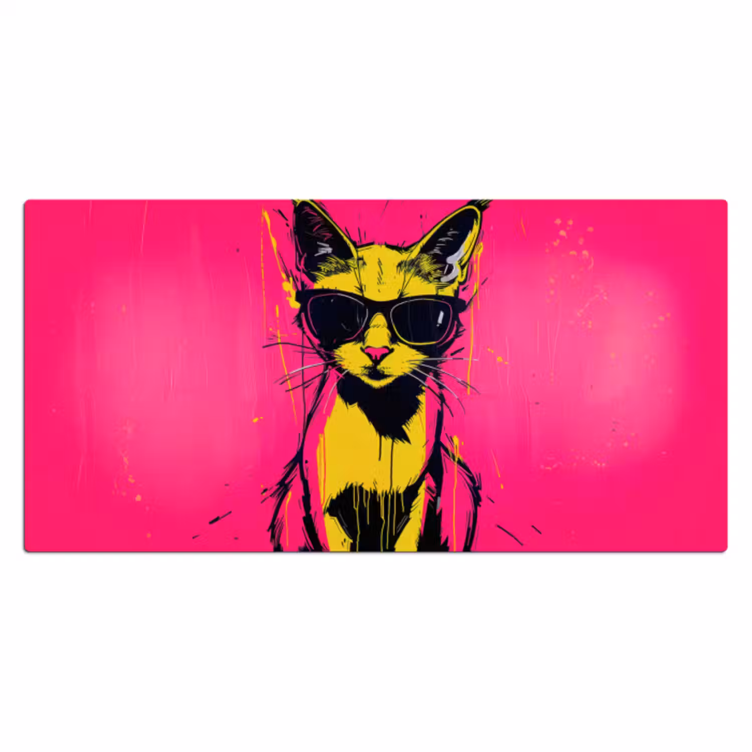 Bureau onderlegger - Kat - Art - Zonnebril - Roze