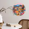 Witte bergtop - Modern - Kleurrijk Wandcirkel kunststof plaat 5mm dik klein -sfeer4