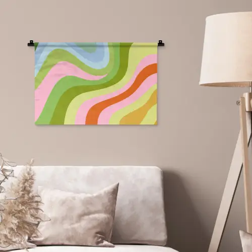 Lijnen - Pasteltinten - Golvend Wandkleed katoen klein -sfeer4