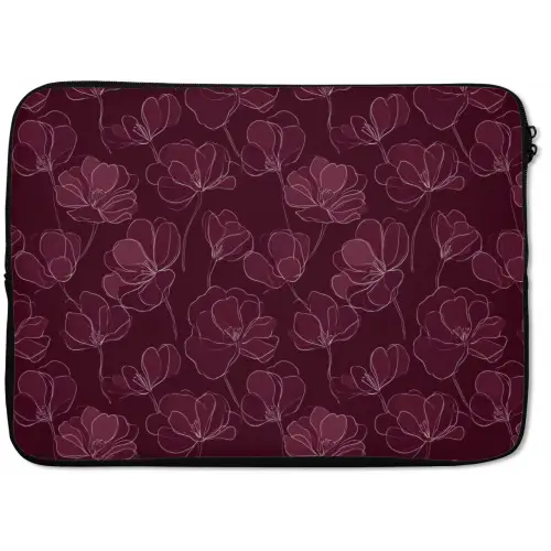 Bloemen - Patroon - Bordeauxrood laptophoes neopreen klein 279 -zkaufland3dotto
