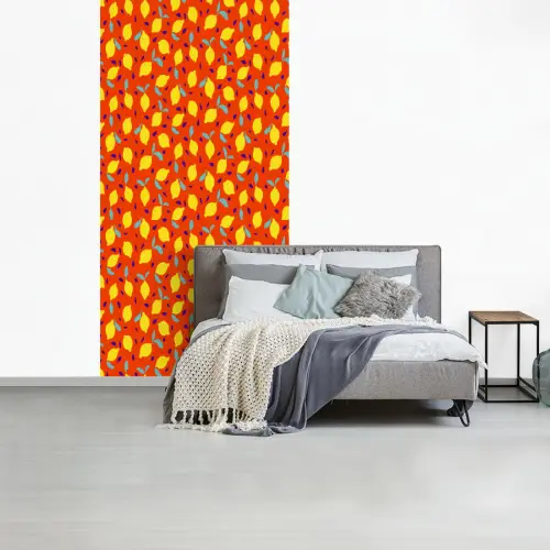 Oranje - Citroen - Geel - Blauw fotobehang vinyl groot 64 -slaapkamer