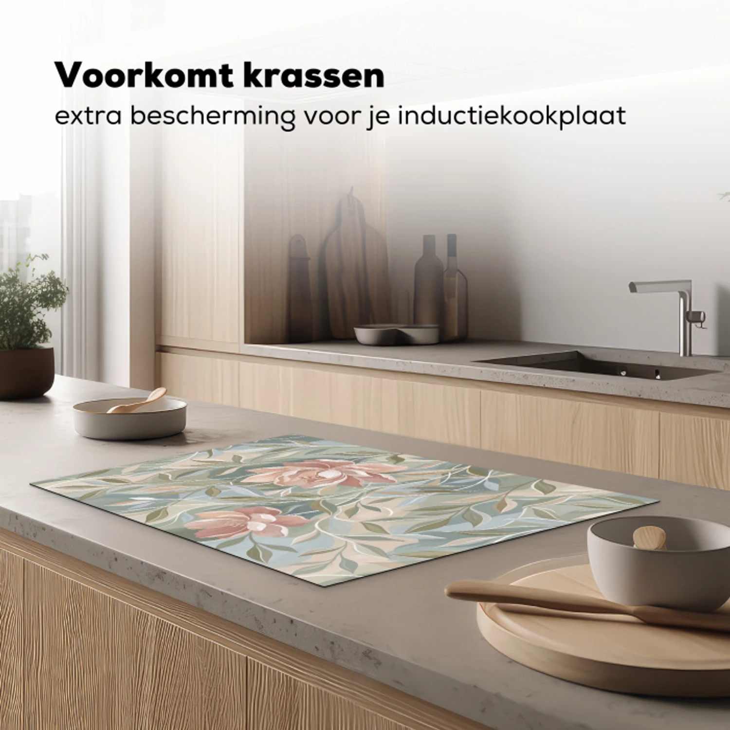 Elegant - Romantiek - Roze Inductie beschermer vinyl 3mm klein -sfeer1