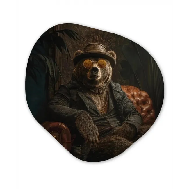 Beer - Bruin - Pak - Hoed Wandcirkel Organisch Forex 3mm klein -3d