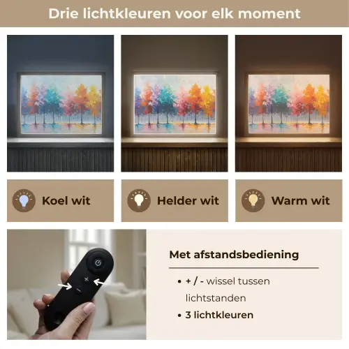 Bomen - Kleurrijk - Natuur - Abstract Light Box met batterij (Wandlamp) middel -USP_lichtkleurNL