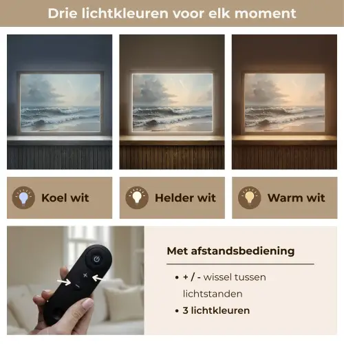 Strand - Zee - Zonsondergang Light Box met batterij (Wandlamp) middel -USP_lichtkleurNL