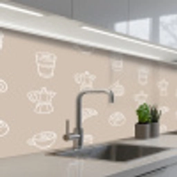 Koffie - Broodjes - Beige - Patroon keuken achterwand 2 middel -3d_schuin