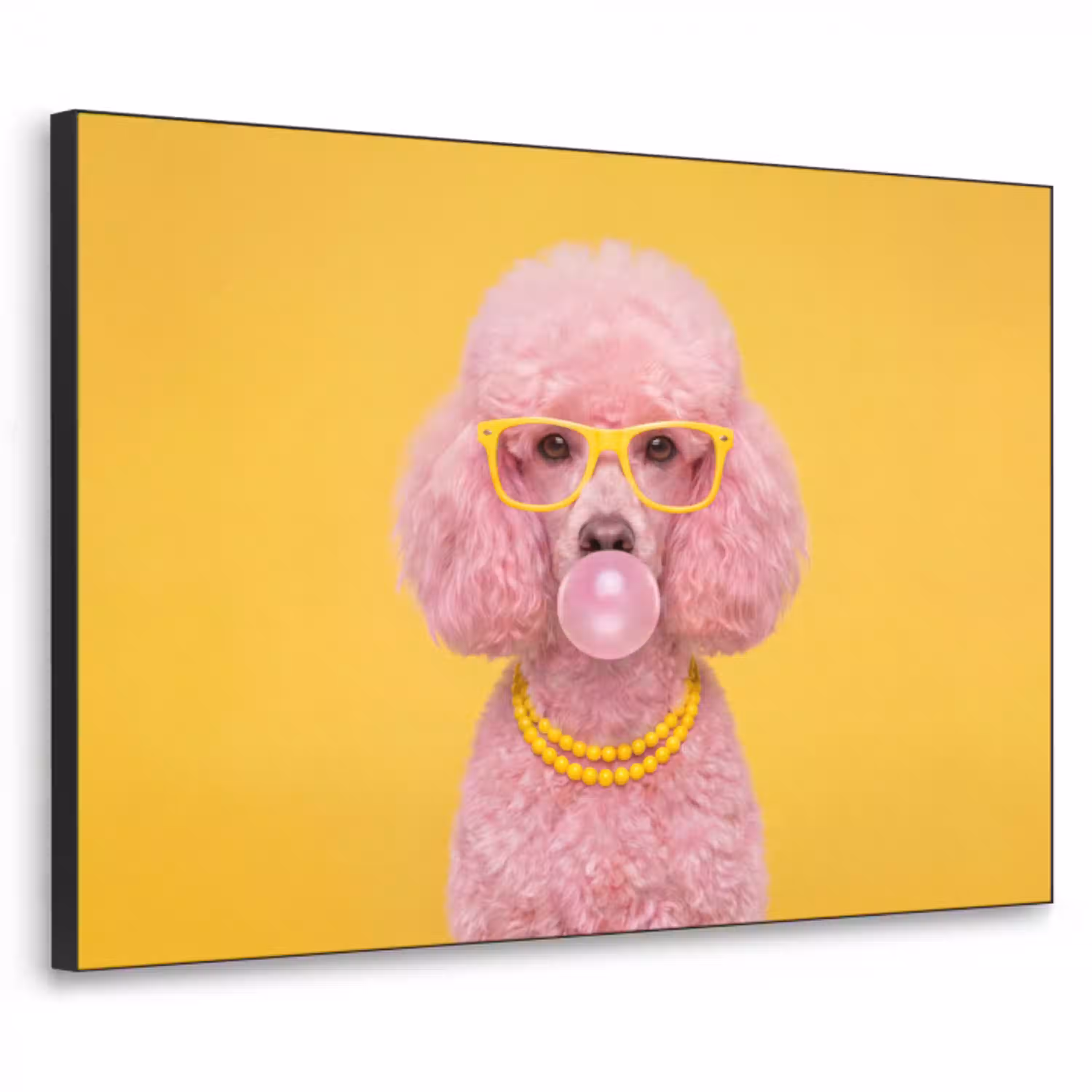 Hond - Kauwgum - Dieren - Modern - Roze Textielframe zwart klein -3d