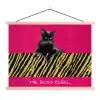 Kat - Baas - Roze - Tijgerprint textielposter latten blank klein -3d