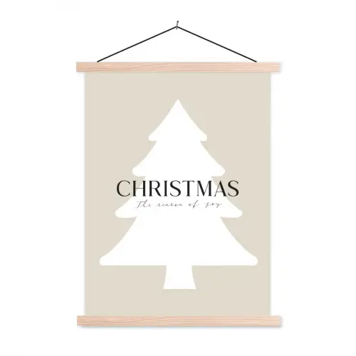 Kerstboom - Japandi - Christmas - Beige textielposter latten blank klein -3d