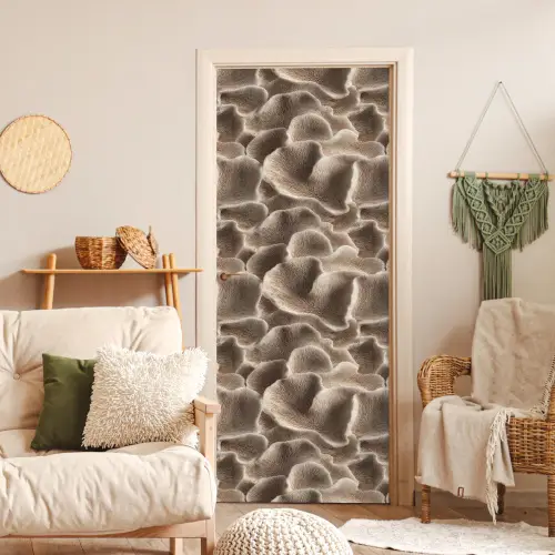 Waaiervorm - Beige - Vezel textuur deurposter klein 289 -sfeer2