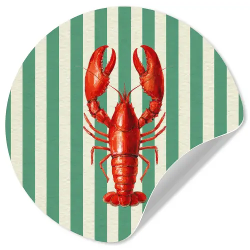Kreeft - Strepen - Realistisch - Zomers Wandcirkel behangsticker klein -3d