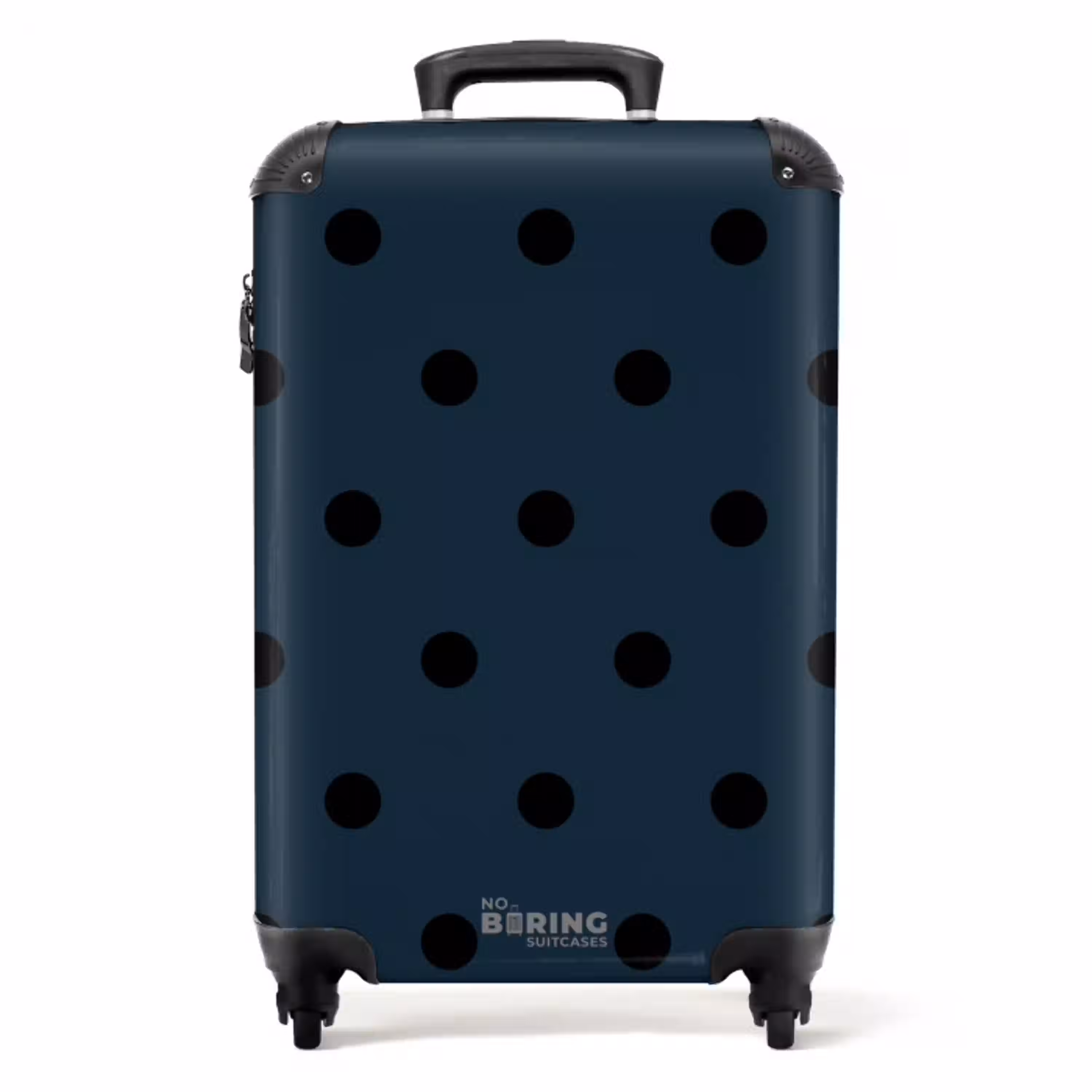 Blauwe achtergrond met zwarte stippen NBS - Handbagage koffer - Unisex middel -productfoto_recht