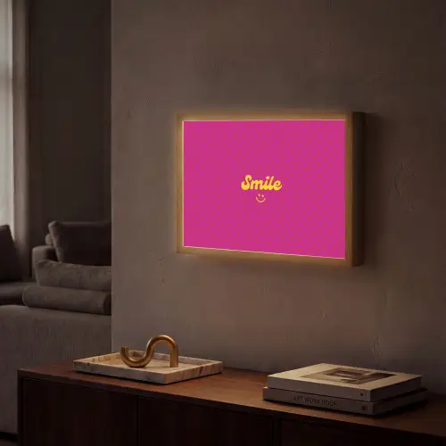 Smile - Stippen - Roze Light Box met batterij (Wandlamp) middel -sfeer1
