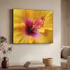 Geel - Hibiscus - Tropisch Textielframe zwart klein -sfeer3