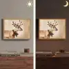 Gewei - Kerst - Rendier - Rood Light Box met batterij (Wandlamp) middel -sfeer3