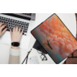 Zee - Boot - Wolken - Oranje laptophoes neopreen klein -bureau