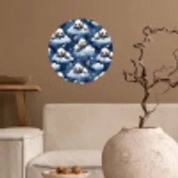 Panda's - Slapen - Blauw Wandcirkel behangsticker klein 186 -sfeer1