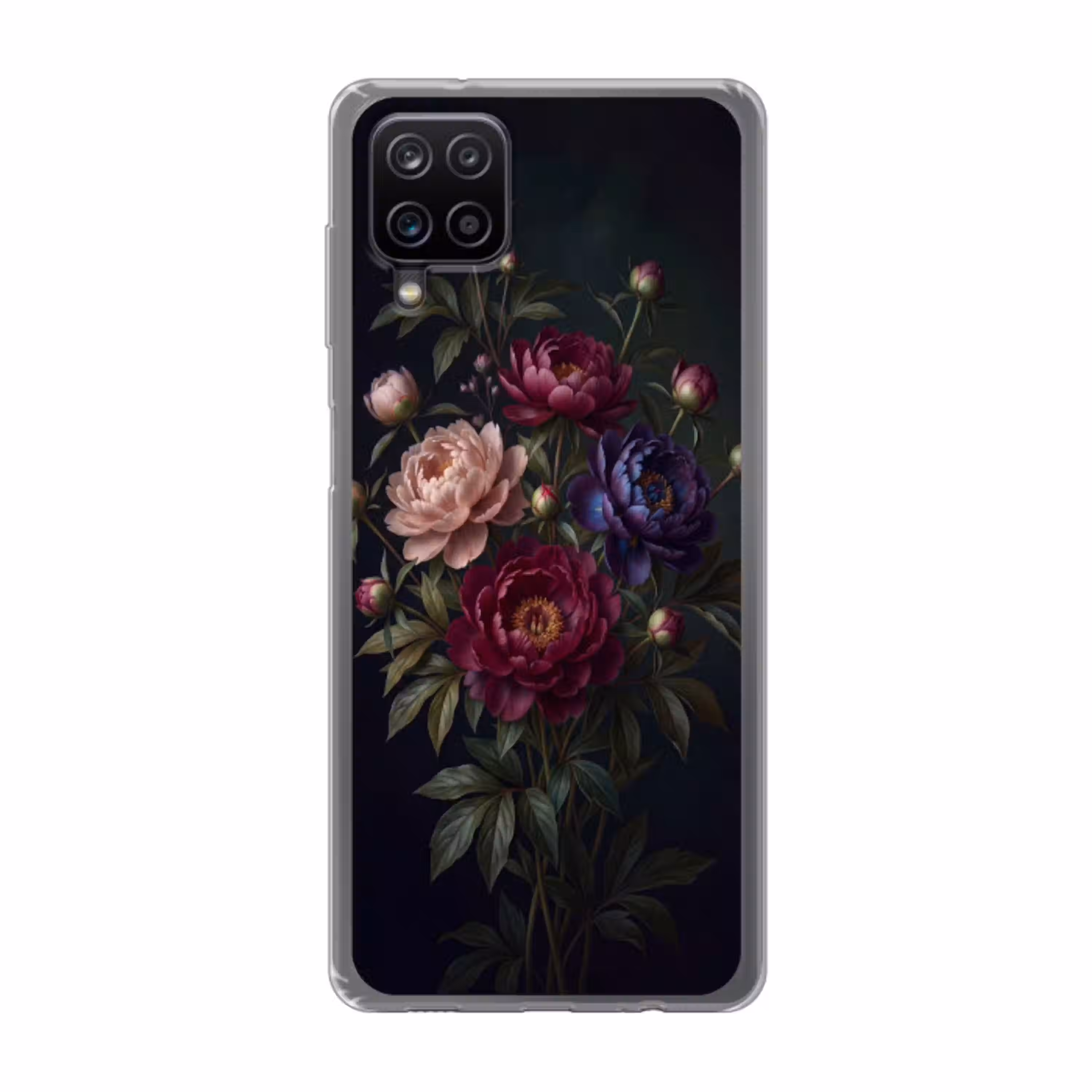 Bloemen - Boeket - Natuur - Modern - Donker Telefoonhoesje Samsung Galaxy A12 klein -3d