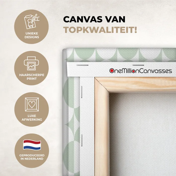 Wit - Groen - Cirkels canvas 2cm xxl 828 -sfeer2