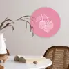 Frambozen - Steel - Getekend - Roze Wandcirkel kunststof plaat 5mm dik klein -sfeer4