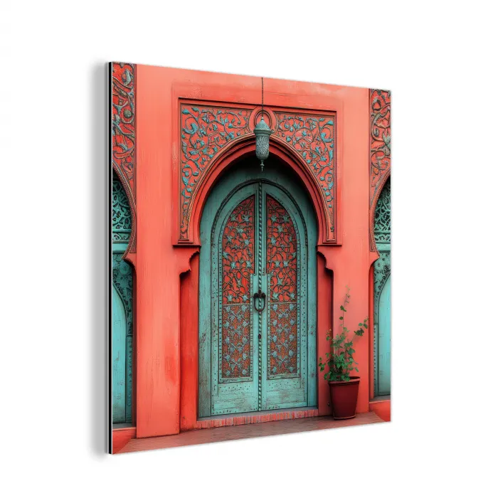 Lantaarn - Deur - Turquoise aluminium wit klein -3d