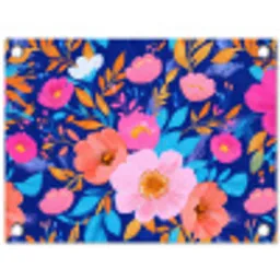 Bloemen - Blauw - Roze tuinposter los doek klein -3d