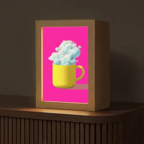 Mok - Wolken - Roze - Minimalitisch Light Box met kabel (Tafellamp) klein -z3d_website