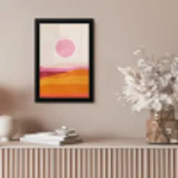 Heuvels - Oranje - Zon - Abstract fotolijst zwart zonder passe partout klein -sfeer5