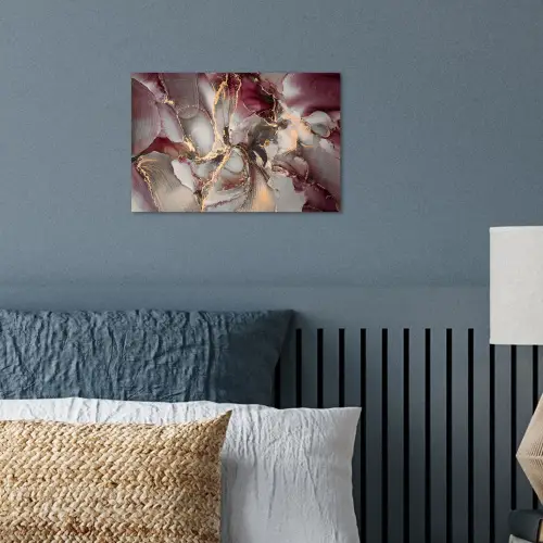 Goud - Marmer - Paars poster papier klein -sfeer2