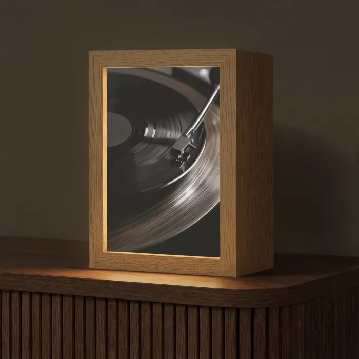 Close-up - Vinylplaat - Platenspeler - Zwart Light Box met kabel (Tafellamp) klein -z3d_website