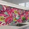 Bloemen - Bladeren - Regenboog - Hippie - Design keuken achterwand 2 middel 871 -3d_schuin
